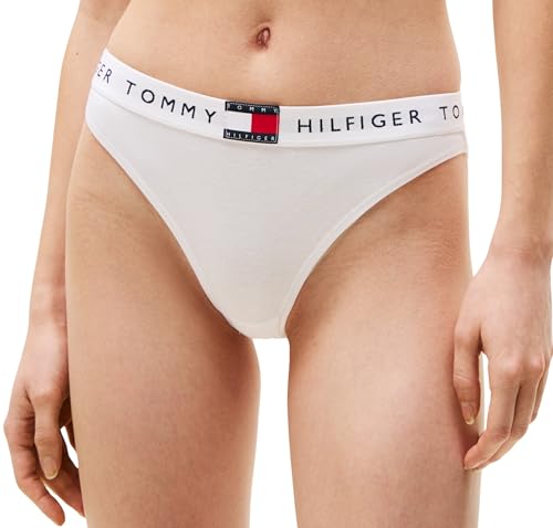 Tommy Hilfiger Damen Slip Bikini Form Classic mit Logobund, Weiß (White), M von Tommy Hilfiger