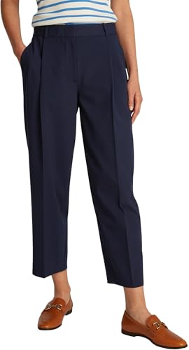Tommy Hilfiger Damen Stoffhose Stretch Tapered Knöchelfrei, Blau (Dark Night Navy), 40 von TOMMY HILFIGER