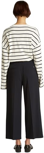 Tommy Hilfiger Damen Stoffhose Wide Leg Crop Knöchelfrei, Schwarz (Black), 40W von Tommy Hilfiger