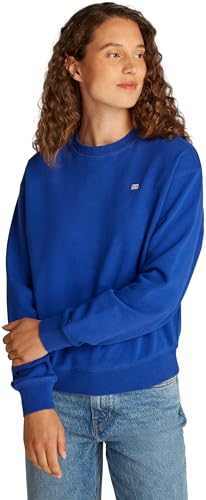Tommy Hilfiger Damen Sweatshirt Contrast Flag Regular Fit, Blau (Noble Blue), XXL von Tommy Hilfiger