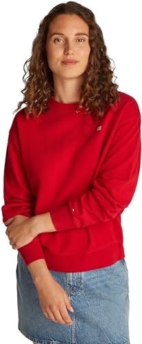 Tommy Hilfiger Damen Sweatshirt Contrast Flag Regular Fit, Rot (Primary Red), M von Tommy Hilfiger