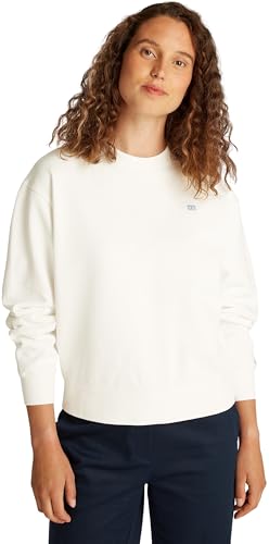 Tommy Hilfiger Damen Sweatshirt Contrast Flag Regular Fit, Weiß (Ecru), XXL von Tommy Hilfiger