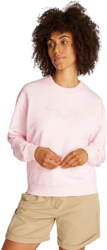 Tommy Hilfiger Damen Sweatshirt Script aus Baumwolle, Rosa (Light Pink), M von Tommy Hilfiger