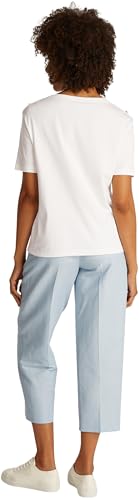 Tommy Hilfiger Damen T-Shirt Kurzarm Stripe Gold mit Knöpfen, Weiß (Ecru), M von Tommy Hilfiger