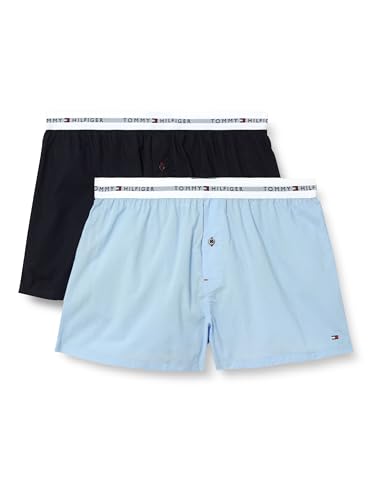 Tommy Hilfiger Herren 2er Pack Boxershorts Woven Boxer Baumwolle, Blau (Des Sky/Sweet Blue), XXL von TOMMY HILFIGER