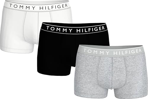 Tommy Hilfiger Herren 3er Pack Boxershorts Trunks mit Logobund, Mehrfarbig (Mid Hthr/Blck/Th Wht), XL von Tommy Hilfiger