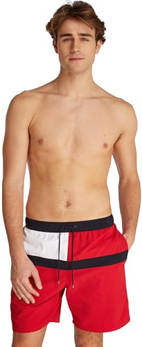 Tommy Hilfiger Herren Badeshorts Long Drawstring mit Tunnelzug, Rot (Primary Red), XL von Tommy Hilfiger