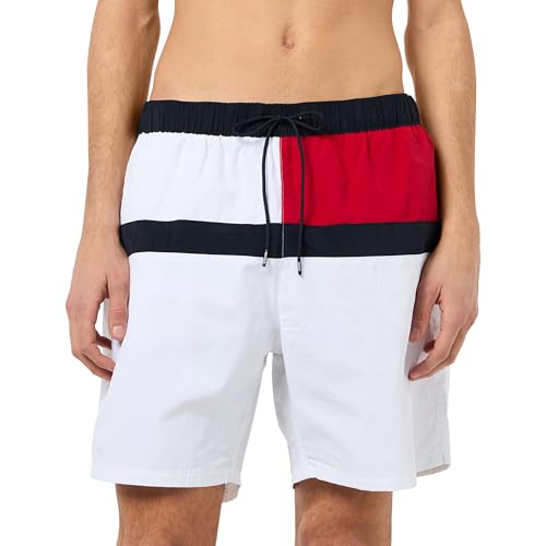 Tommy Hilfiger Herren Badeshorts Long Drawstring mit Tunnelzug, Weiß (Th Optic White), XXL von Tommy Hilfiger