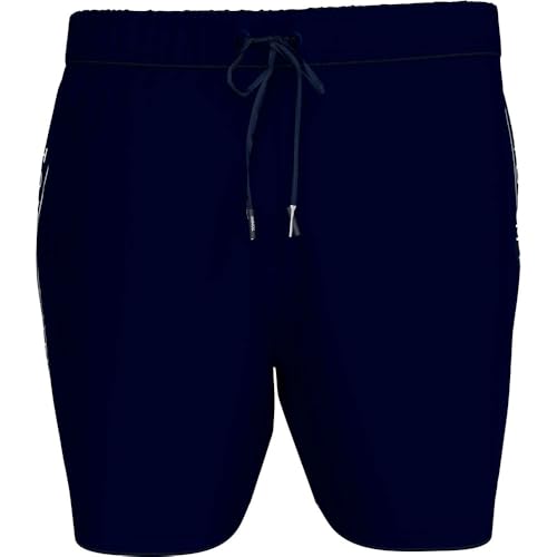 Tommy Hilfiger Herren Badeshorts Medium Drawstring Tape mit Tunnelzug, Blau (Desert Sky), S von Tommy Hilfiger