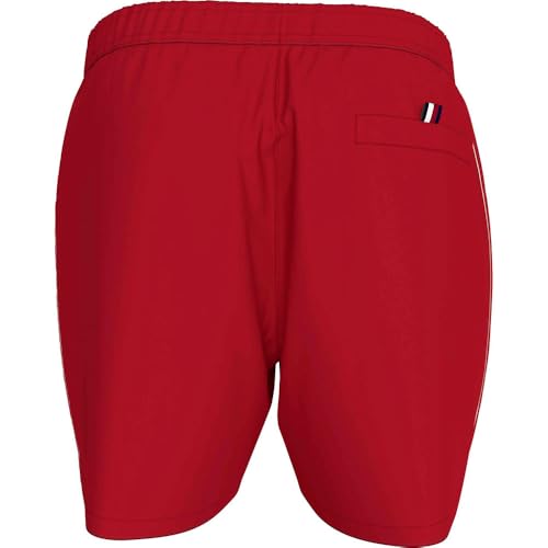 Tommy Hilfiger Herren Badeshorts Medium Drawstring Tape mit Tunnelzug, Mehrfarbig (Medium Red), M von Tommy Hilfiger