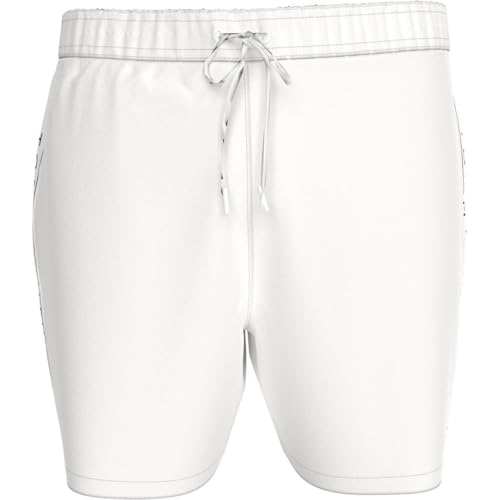Tommy Hilfiger Herren Badeshorts Medium Drawstring Tape mit Tunnelzug, Weiß (Th Optic White), XL von Tommy Hilfiger