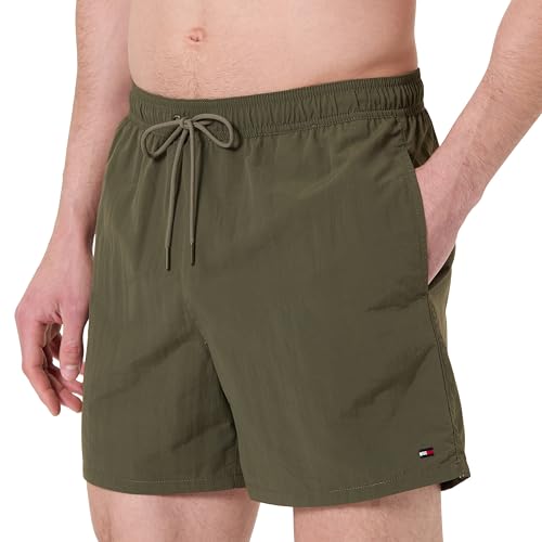 Tommy Hilfiger Herren Badeshorts Medium Drawstring mit Logo, Grün (Army Green), S von Tommy Hilfiger