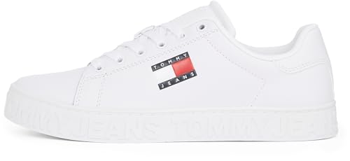 TOMMY JEANS Damen Flatform Sneaker Logo Low Top, Weiß (White), 42 von TOMMY JEANS