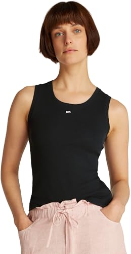 Tommy Jeans Damen Tank Top Essential Rib Slim Fit, Schwarz (Black), M von Tommy Jeans
