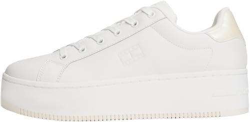 TOMMY JEANS Damen Tjw Flatform Pearlized Sneaker En0En02931 Low Top, White (Ecru), 39 EU von Tommy Jeans