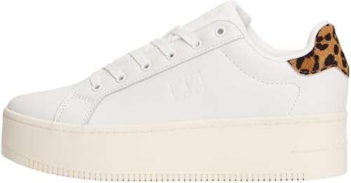 TOMMY JEANS Damen Tjw Flatform Sneaker En0En02930 Low Top, White (Ivory/Leopard), 39 EU von Tommy Jeans