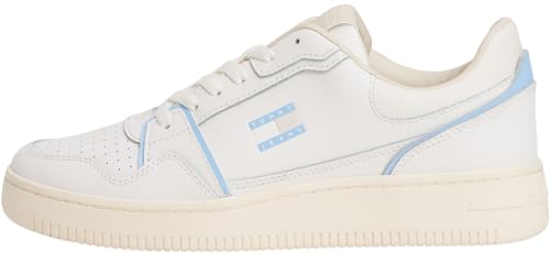 TOMMY JEANS Damen Tjw Retro Basket Sneaker En0En02839 Low Top, White (Ecru/Light Blue), 37 EU von TOMMY JEANS
