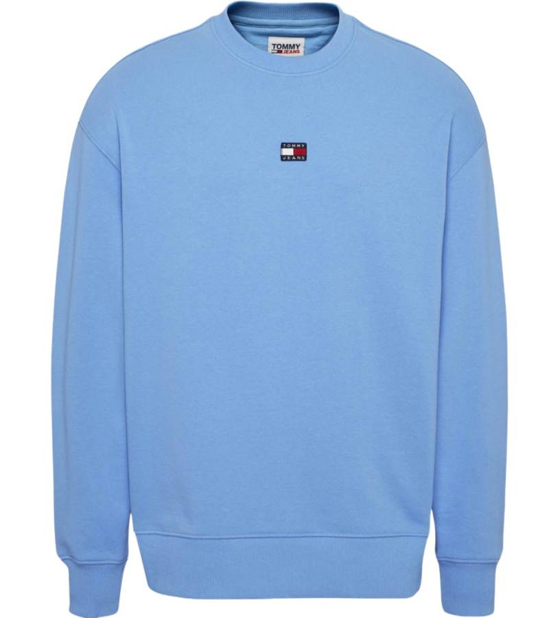 TOMMY JEANS Herren Rundhals-Pullover Langarm-Shirt Baumwoll-Pullover Sweat-Pullover DM0DM16370 CY7 Hellblau von TOMMY JEANS