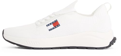 Tommy Jeans Herren Runner Sneaker Kntitted Low Top, Weiß (Ecru), 42 von Tommy Jeans