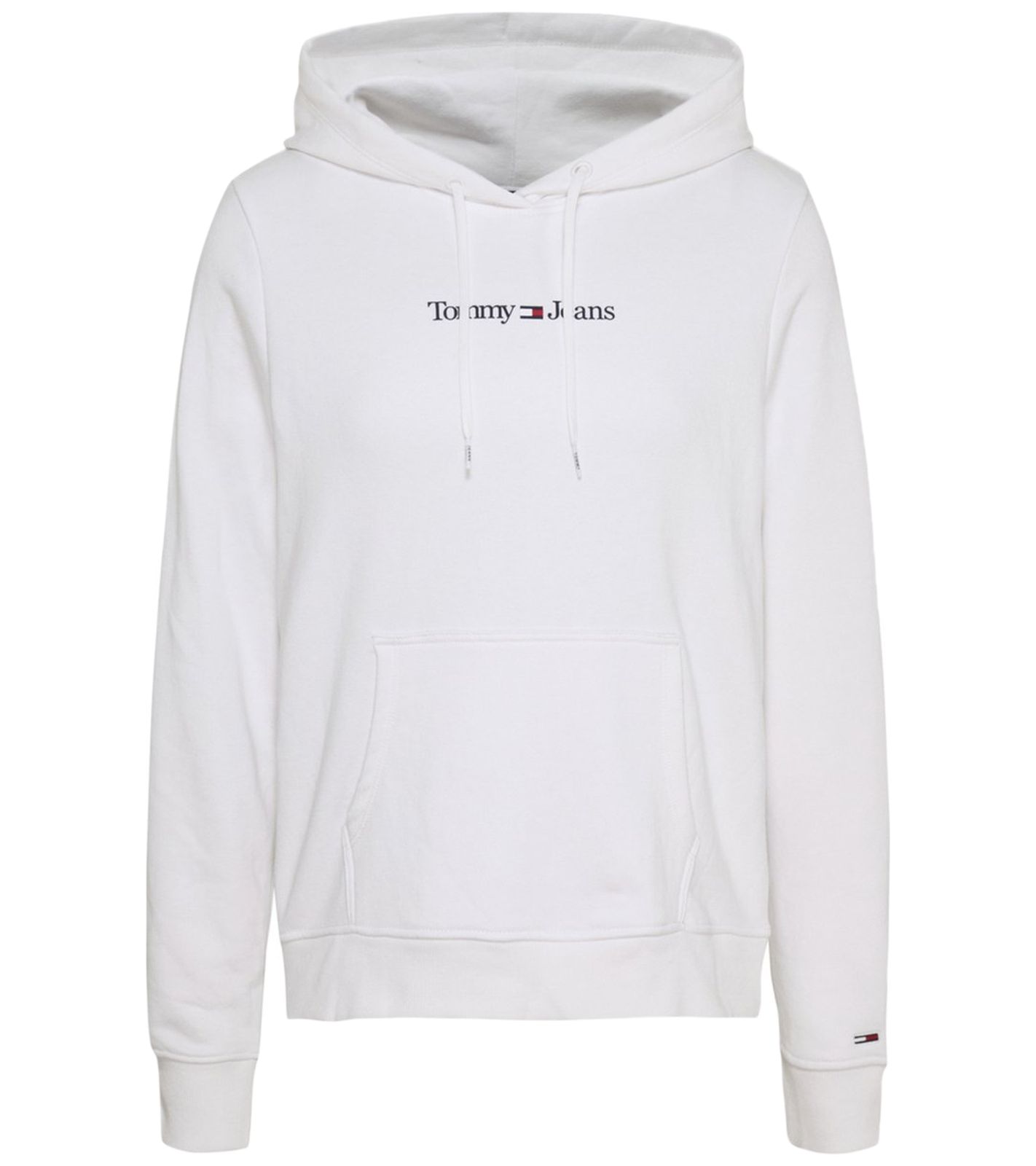 TOMMY JEANS Serif Damen Kapuzen-Pullover Langarm-Shirt Baumwoll-Hoody Sweat-Pullover DW0DW15649 YBR Weiß von TOMMY JEANS