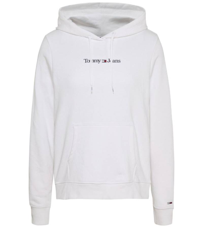 TOMMY JEANS Serif Damen Kapuzen-Pullover Langarm-Shirt Baumwoll-Hoody Sweat-Pullover DW0DW15649 YBR Weiß von TOMMY JEANS