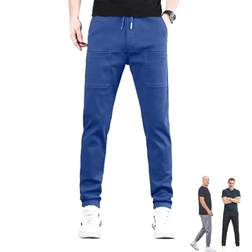 TOMNAD Sirmale Multipants High Stretch Multi Pocket Cargo Pants Herren Cargo Arbeit Leichte Wanderhose mit mehreren Taschen, Blau, regulär, M von TOMNAD