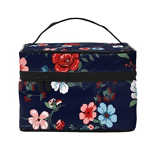 Abstrakte Haie Kosmetiktasche Make-up Tasche Reise Kosmetiktaschen für Frauen Kulturbeutel, Bunte Blumen Blumenmuster, Einheitsgröße von TOMPPY