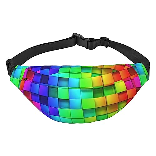 Bauchtasche für Herren und Damen, Regenbogenfarben, kariert, wasserdicht, modisch, Wandern, große Crossbody-Brusttasche für Sport, Laufen, Reisen, Schwarz, Einheitsgröße, Schwarz , Einheitsgröße von TOMPPY