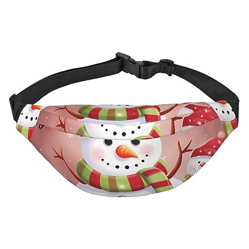 Bauchtasche für Männer und Frauen, Frohe Weihnachten, Schneemann und Vögel, bedruckt, Crossbody-Hüfttasche, große Crossbody-Brusttasche für Sport, Laufen, Reisen, Niedlicher Schneemann, Einheitsgröße von TOMPPY