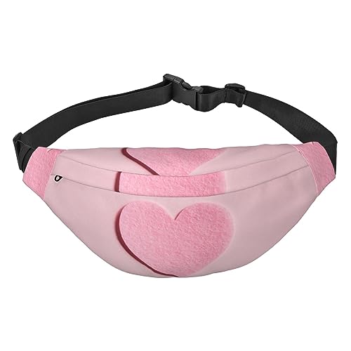 Bauchtasche für Männer und Frauen, Pizza-Muster, bedruckte Umhängetasche, Hüfttasche, große Crossbody-Brusttasche für Sport, Laufen, Reisen, rosa herz, Einheitsgröße von TOMPPY