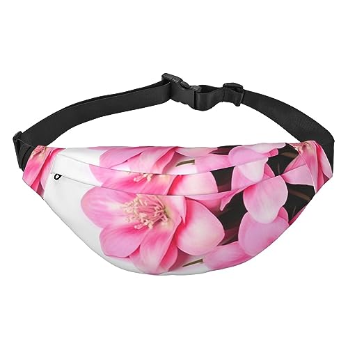 Bauchtasche für Männer und Frauen, rosa Blumen, bedruckt, Umhängetasche, große Crossbody-Brusttasche für Sport, Laufen, Reisen, Rosa Blumen, Einheitsgröße von TOMPPY