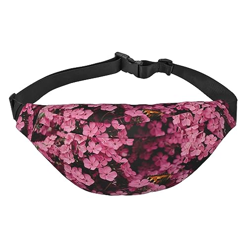 Bauchtasche für Männer und Frauen, rosa Blumenwand, bedruckt, Umhängetasche, große Crossbody-Brusttasche für Sport, Laufen, Reisen, rosa blume, Einheitsgröße von TOMPPY