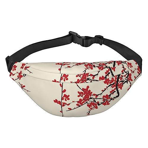 Bauchtasche mit japanischem Blumenmuster, Kirschblüte, bedruckt, für Männer und Frauen, wasserdicht, modisch, Wandern, große Crossbody-Brusttasche für Sport, Laufen, Reisen, Schwarz, Einheitsgröße, von TOMPPY