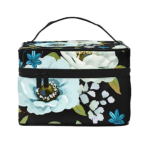 Blumen Öl Paiting Kosmetiktasche Make-up Tasche Reise Kosmetiktaschen für Frauen Kulturbeutel, Blumen Anemonen Blau Agapanthus, Einheitsgröße von TOMPPY