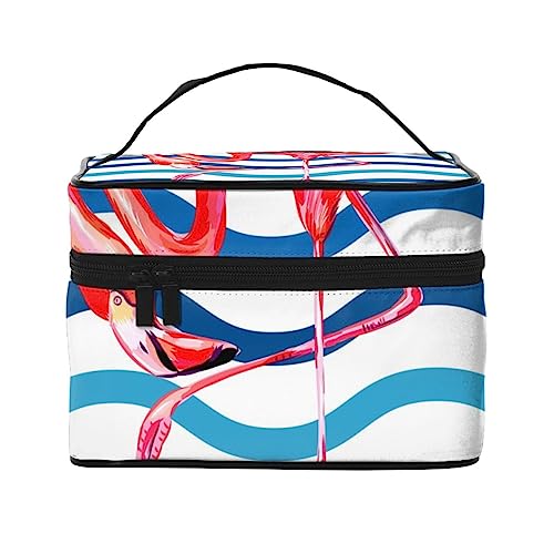 Bowling Kosmetiktasche Make-up-Tasche Reise Kosmetiktaschen für Frauen Kulturbeutel, Blue Wave Flamingo Vogel, Einheitsgröße von TOMPPY