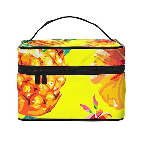 Britischer Stil Kolibri Kosmetiktasche Make-up Tasche Reise Kosmetiktaschen für Frauen Kulturbeutel, Brasilien Exotische Hibiskus Tropische Ananas, Einheitsgröße von TOMPPY