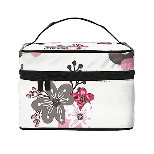 Bunte Graffiti Hirsche Muster Kosmetiktasche Make-up Tasche Reise Kosmetiktaschen für Frauen Kulturbeutel, Cartoon Panda Mädchen mit Blumenkranz und Blumen, Einheitsgröße von TOMPPY