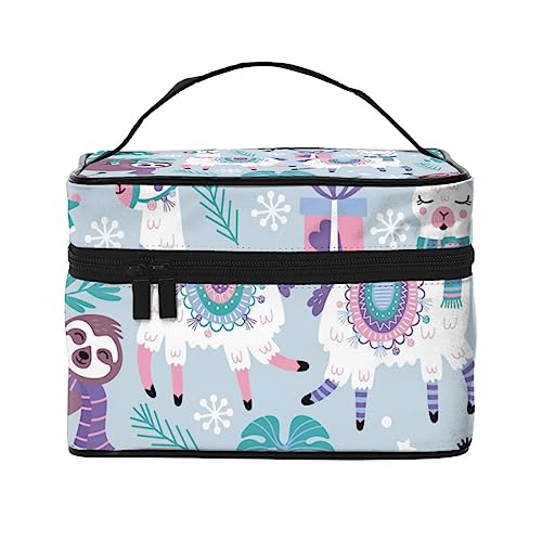 Bunte Graffiti Hirsche Muster Kosmetiktasche Make-up Tasche Reise Kosmetiktaschen für Frauen Kulturbeutel, Weihnachtsferien mit Tieren, Faultier, Lama, Flamingo, Dinosaurier und Einhorn, Einheitsgröße von TOMPPY