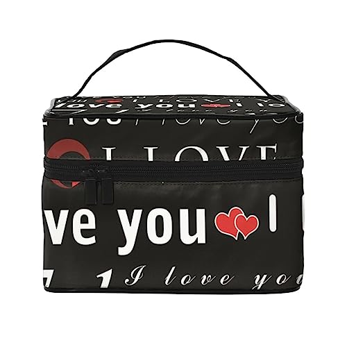 Bunte Handabdrücke Kosmetiktasche Make-up Tasche Reise Kosmetiktaschen für Frauen Kulturbeutel, Ich liebe dich Muster, Einheitsgröße von TOMPPY