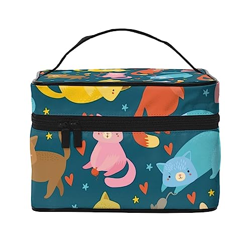 Bunte Kätzchen Kosmetiktasche Make-up Tasche Reise Kosmetiktaschen für Frauen Kulturbeutel, Bunte Kätzchen, Einheitsgröße von TOMPPY