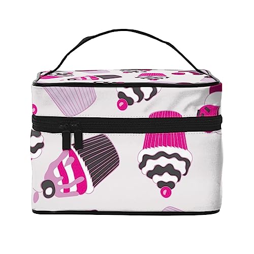 Bunte Schmetterlinge Blumenmuster Kosmetiktasche Make-up Tasche Reise Kosmetiktaschen für Frauen Kulturbeutel, Leckeres Cupcake-Muster, Einheitsgröße von TOMPPY