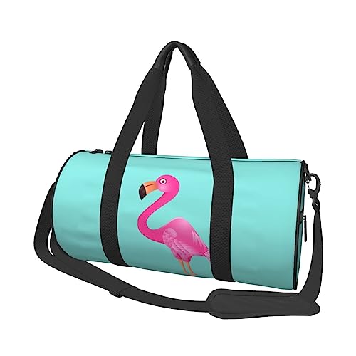 Cartoon Flamingo Printed Sports Duffel Bag Gym Tote Bag Weekender Travel Bag Sports Gym Bag For Workout Overnight Travel Luggage Women Men, Black, One Size, Schwarz , Einheitsgröße von TOMPPY
