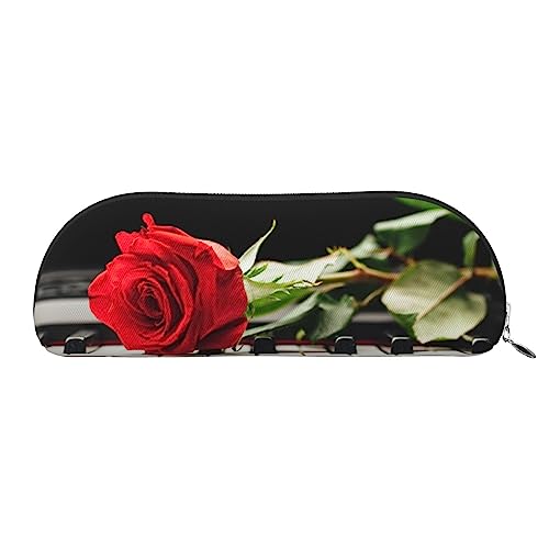 Coole Kreuzfahrtschiff gedruckt Bleistift Tasche,Bleistift Fall Beutel Tasche Fall PVC Reißverschluss Reise Gepäck Beutel Kosmetiktaschen, Rote Rose auf Klavier, Einheitsgröße, Schulranzen von TOMPPY