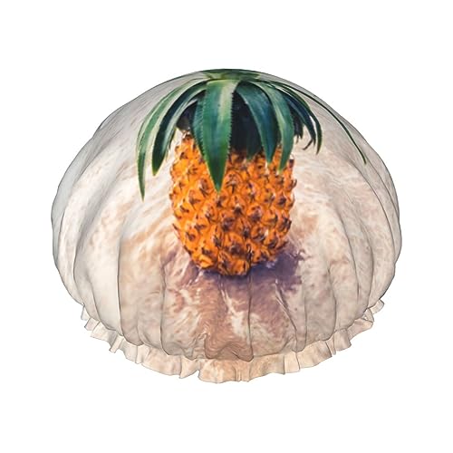 Duschhauben Für Frauen Ananas Am Meer Gedruckt Wasserdicht Duschhaube Elastische Wiederverwendbare Badekappen Für Frauen Männer Spa Salon von TOMPPY