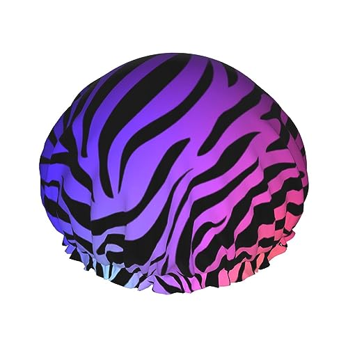 Duschhauben Für Frauen Lila Blau Grün Camouflage Zebra Streifen Gedruckt Wasserdicht Duschhaube Elastische Wiederverwendbare Badekappen Für Frauen Männer Spa Salon von TOMPPY