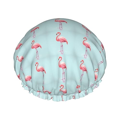 Duschhauben Für Frauen Rosa Flamingo Gedruckt Wasserdichte Duschhaube Elastische Wiederverwendbare Badekappen Für Frauen Männer Spa Salon von TOMPPY