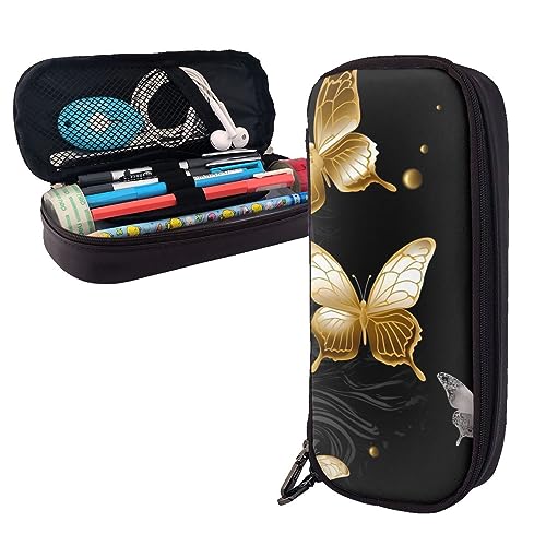 Federmäppchen Grün Alien Gedruckt Große Kapazität Bleistift Fall Bleistift Tasche Einfache Schreibwaren Organizer Für Büro Reise Halter Box, Gold, Weiß, Schmetterlinge, Schwarz, Einheitsgröße, modisch von TOMPPY