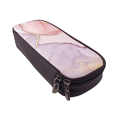 Federmäppchen Lila Pinsel Gedruckt Große Kapazität Bleistift Fall Bleistift Tasche Einfache Schreibwaren Organizer für Büro Reise Halter Box, Violett und Gold Marmor, Einheitsgröße, Make-up-Tasche von TOMPPY