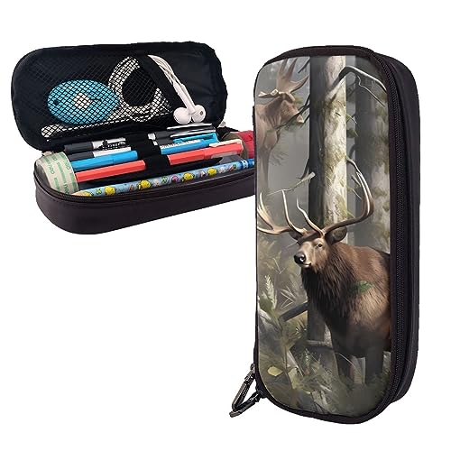 Federmäppchen Lodge Bär Hirsch Fisch Gedruckt Große Kapazität Bleistift Fall Bleistift Tasche Einfache Schreibwaren Organizer Für Büro Reise Halter Box, Jagd Hirsch Bär Elch, Einheitsgröße, modisch von TOMPPY