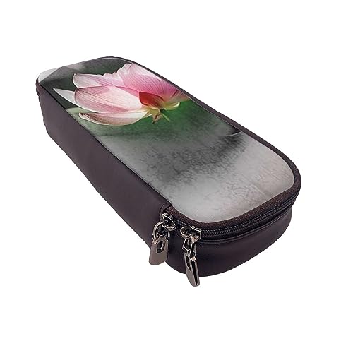 Federmäppchen Rose Blume Gedruckt Große Kapazität Bleistift Fall Bleistift Tasche Einfache Schreibwaren Organizer für Büro Reise Halter Box, Rosa Lotusblume, Einheitsgröße, Make-up-Tasche von TOMPPY